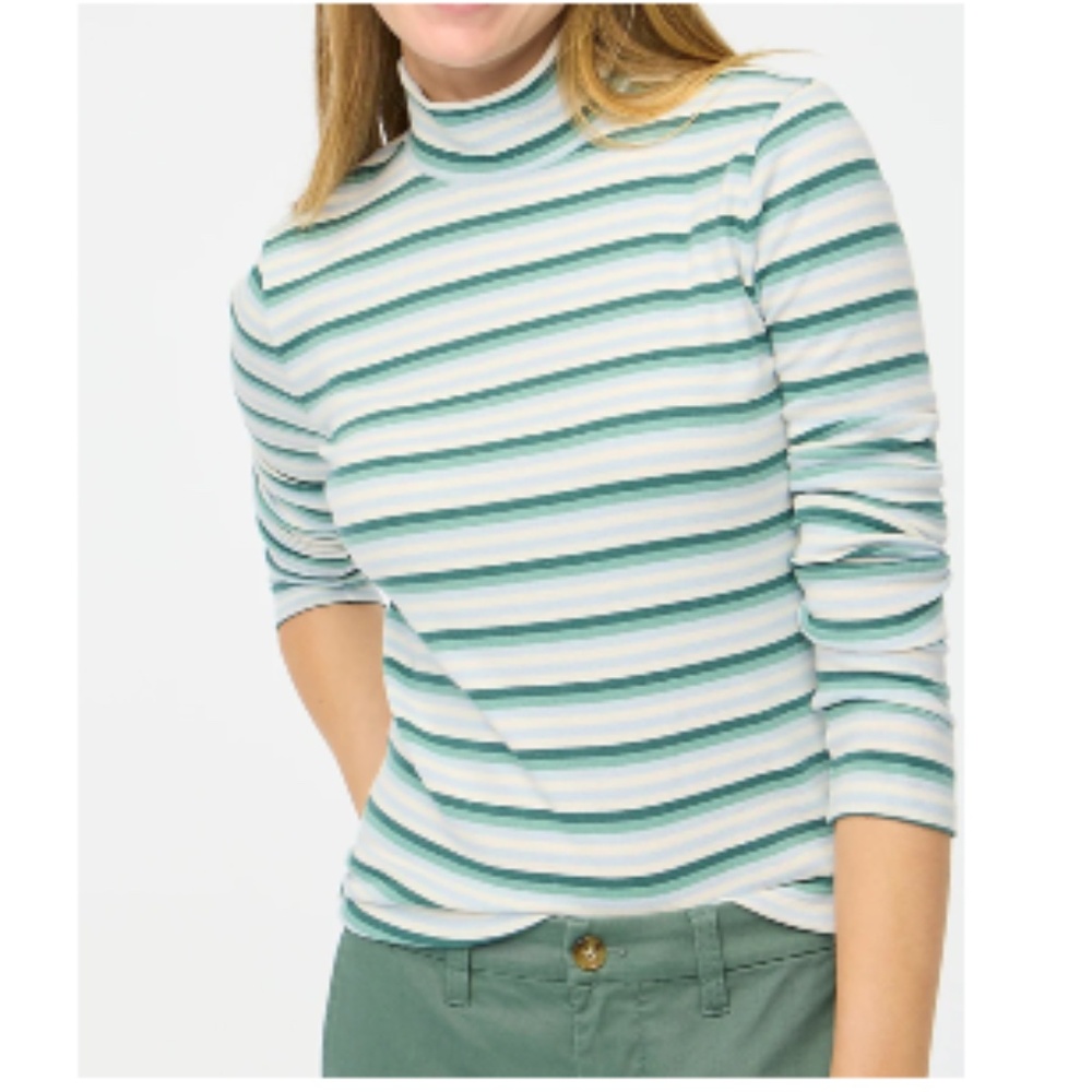 New J.Crew Striped Turtleneck Top